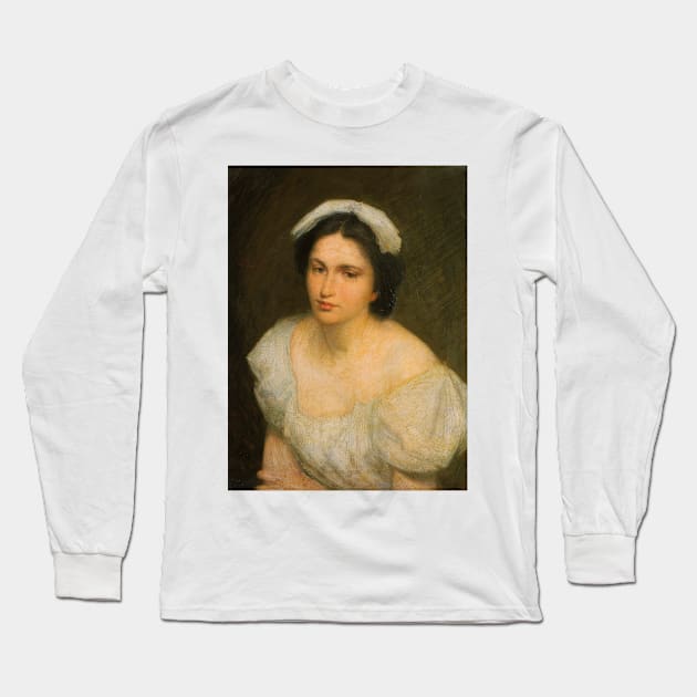 An Alsatian Girl by Julian Alden Weir Long Sleeve T-Shirt by Classic Art Stall